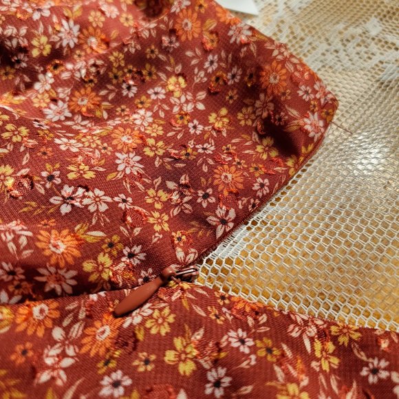 Lush Brick Floral Sundress, Maroon - Picture 5 of 11